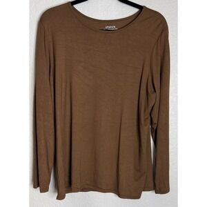 Chicos 3 US XL Brown‎ Ultimate Tee Shirt Top Tunic Long Sleeve Travel Preppy